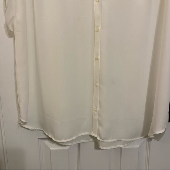 J.Crew Factory White Short Flutter Sleeve Semi-Sheer Button Up Blouse Size XXL - Picture 3 of 7